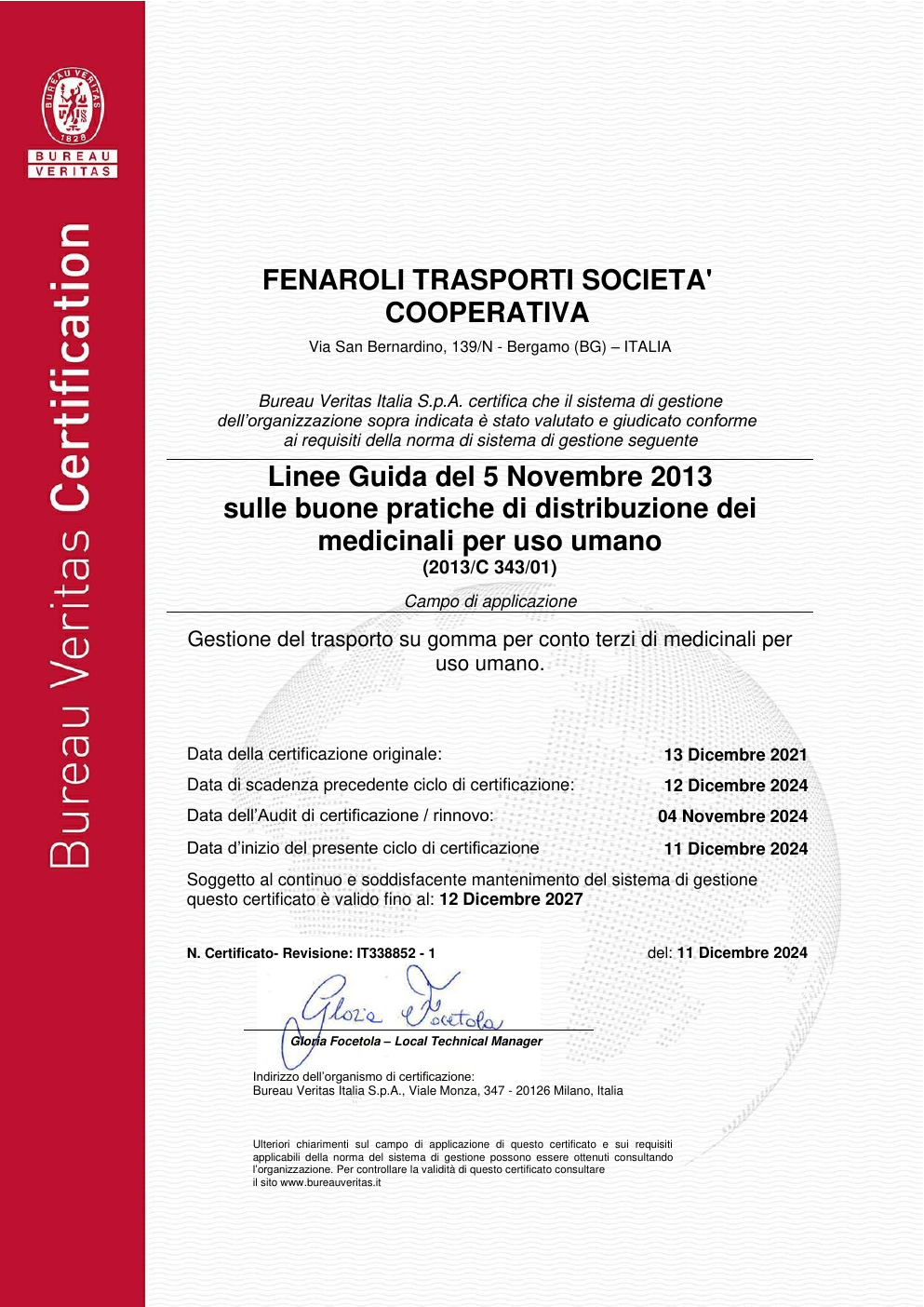 Anteprima certificazione GDP Bureau Veritas